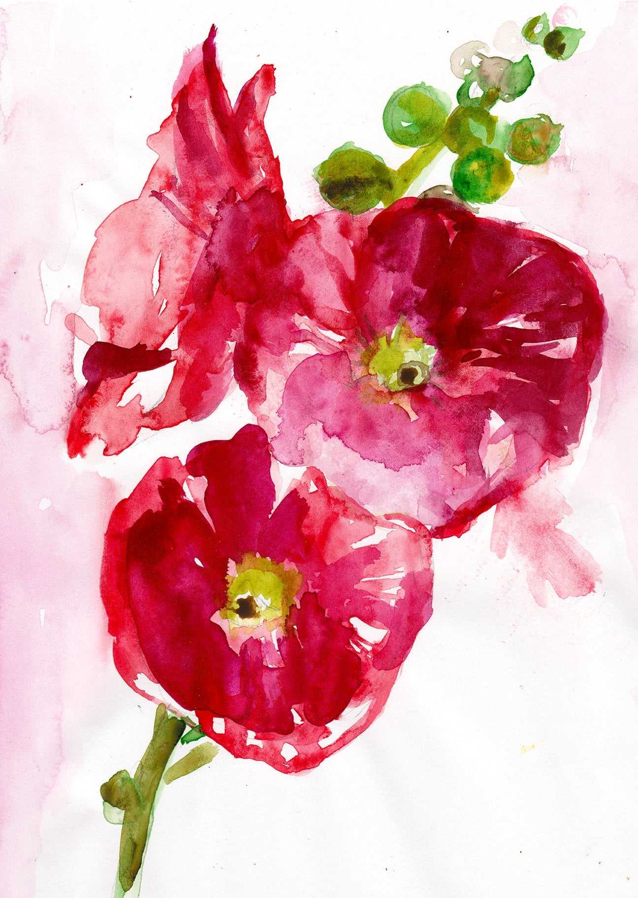Vibrant hibiscus art print showcasing tropical flowers with bright colors and tropical charm