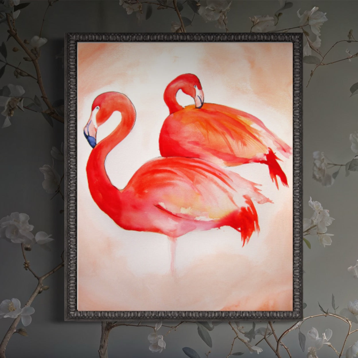 Flamingoes art print reproduction of original watercolor painting