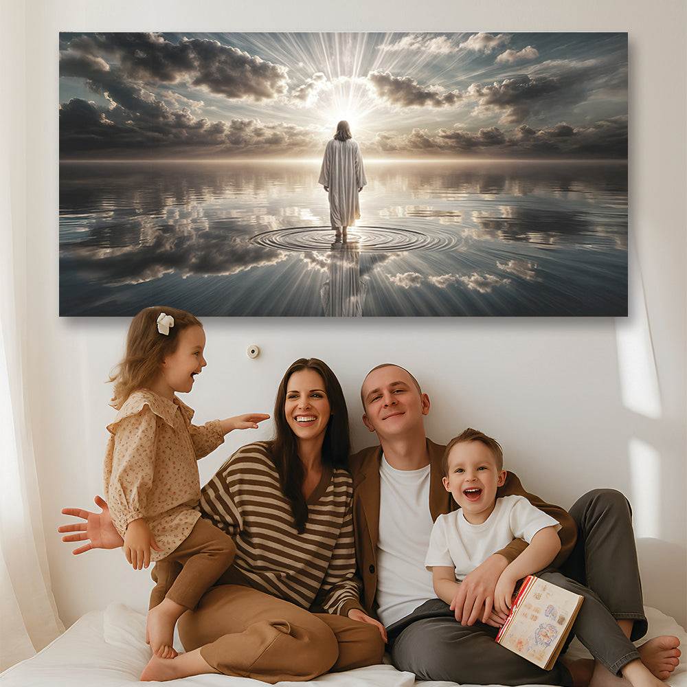 Walking on Water faith wall art on high-quality canvas with vibrant ink and personalized design, ready to hang.