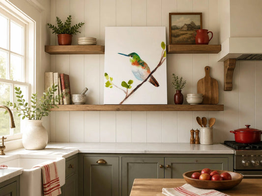 Hummingbird Art Print showcasing graceful motion in vibrant archival-quality nature wall art
