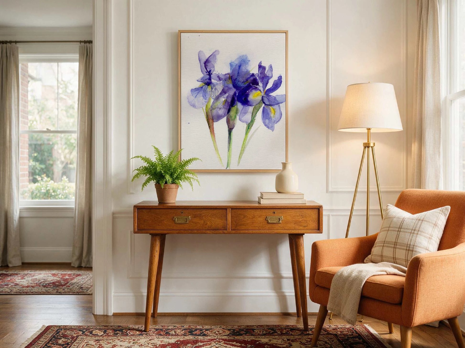 February Birth Flower Iris watercolor art print on premium paper