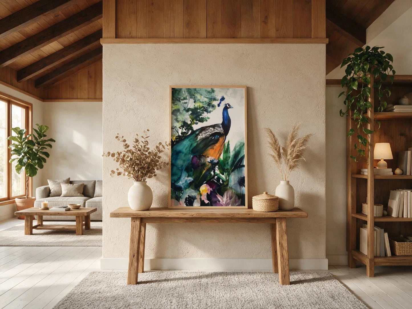 Peacock Garden Art Print vibrant peacock nature wall art archival quality