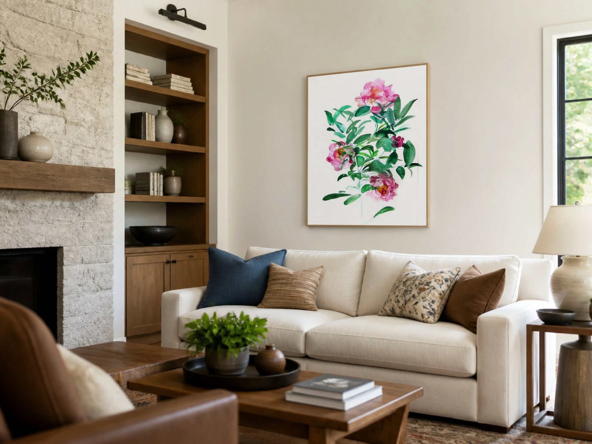 Peonies art print showcasing a lush floral arrangement in vibrant archival-quality colors for elegant wall decor