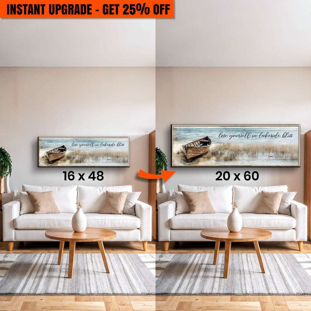 Upgrade Your 36x12 Inches canvas to 48x16 inches coastal lake house sign wall art