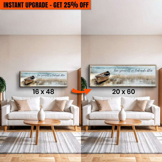 Upgrade Your 36x12 Inches canvas to 48x16 inches coastal lake house sign wall art