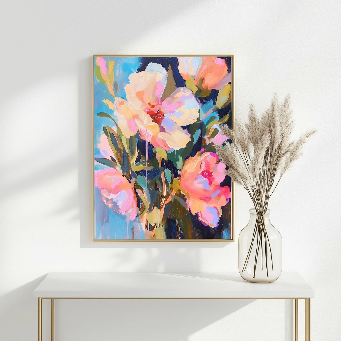 Original 16x20 acrylic painting titled She Grew Wildflowers in Her Sleep with vibrant colors and bold texture
