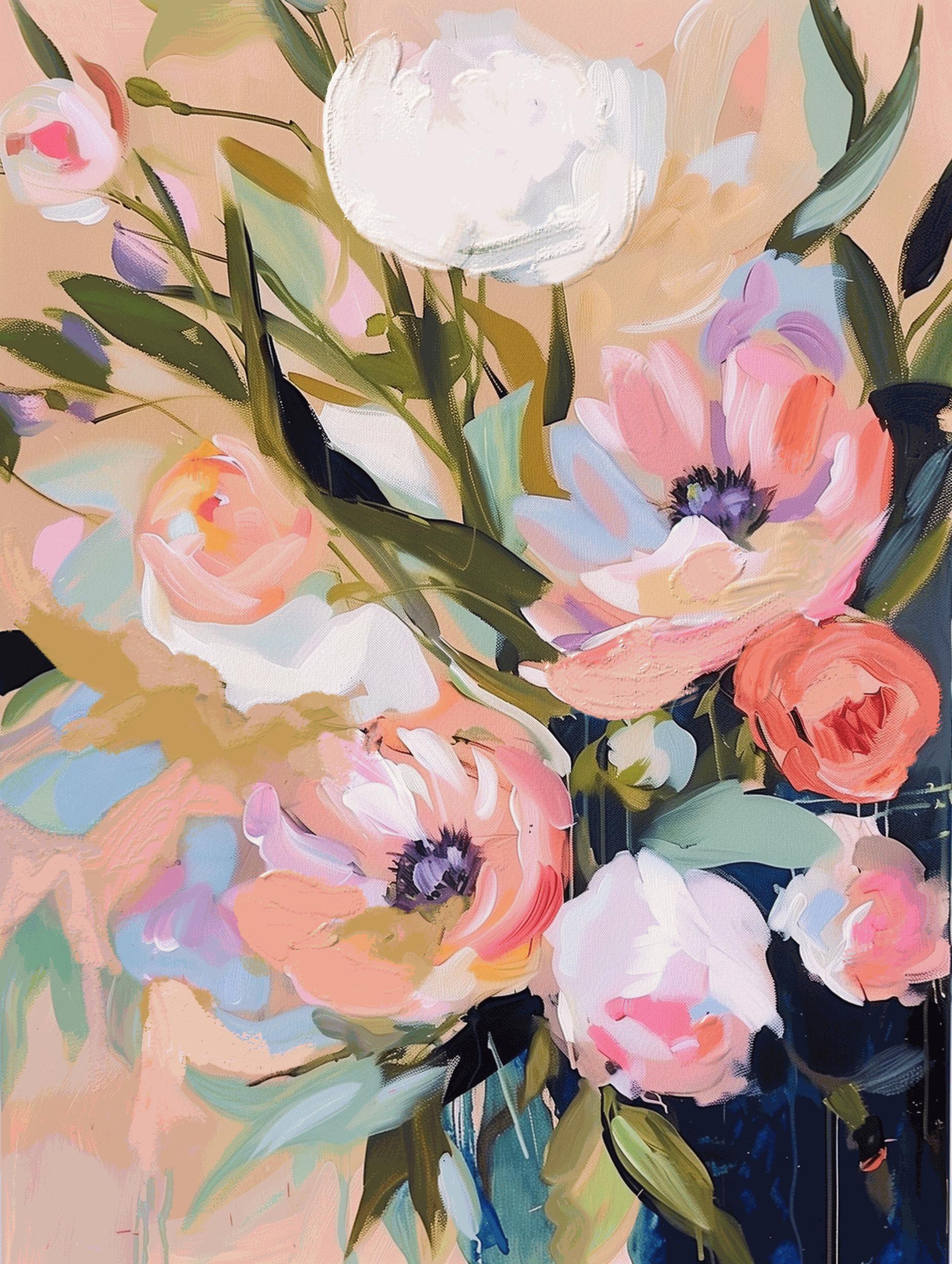 The Art of Gentle Days original acrylic painting on paper 24x30 inches