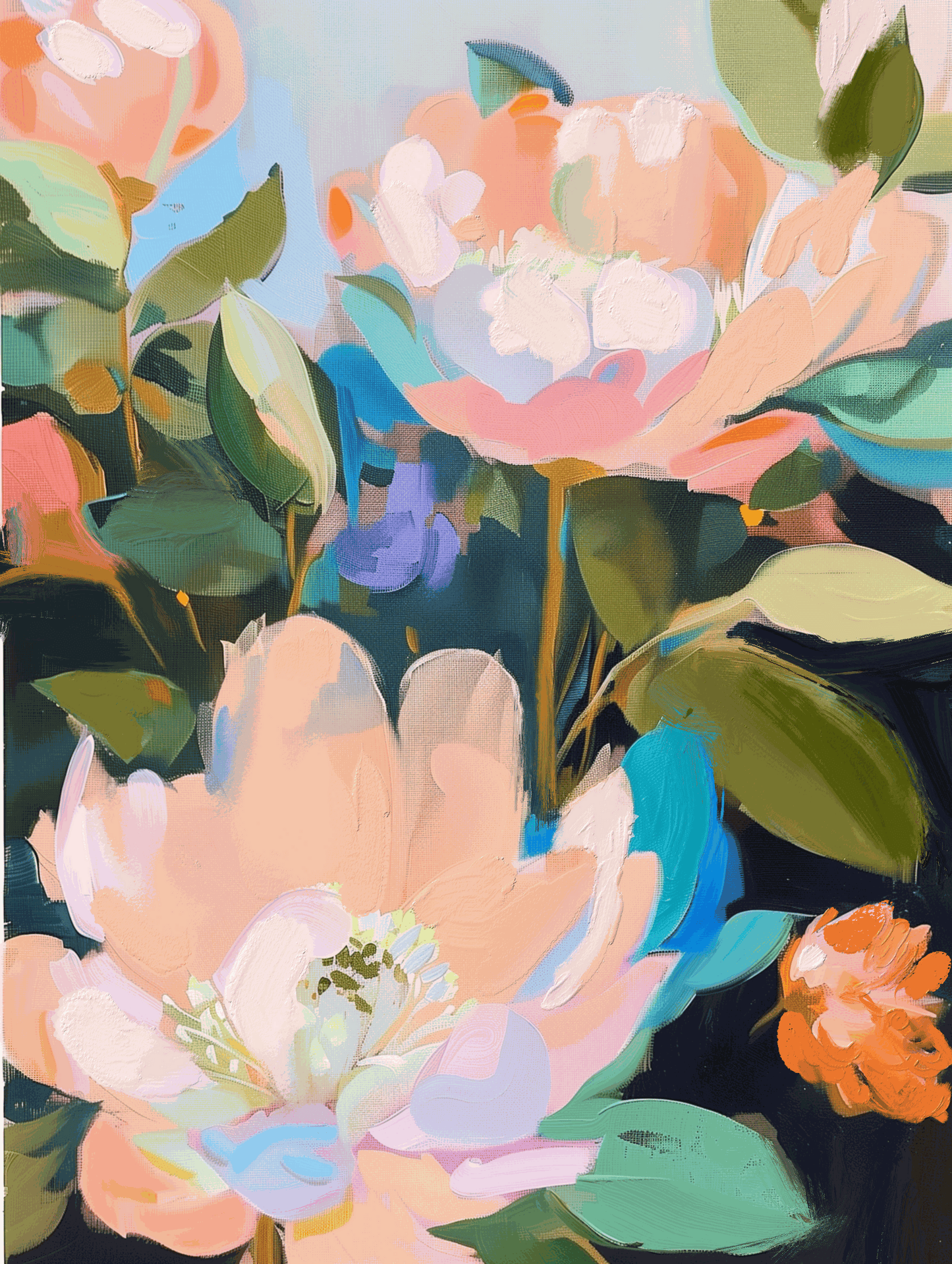 Original acrylic painting of peonies on 18x24 canvas, signed by artist
