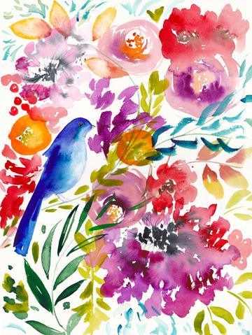 Bluebird Amongst the Blooms Art Print – Archival Nature Wall Art Mai Autumn