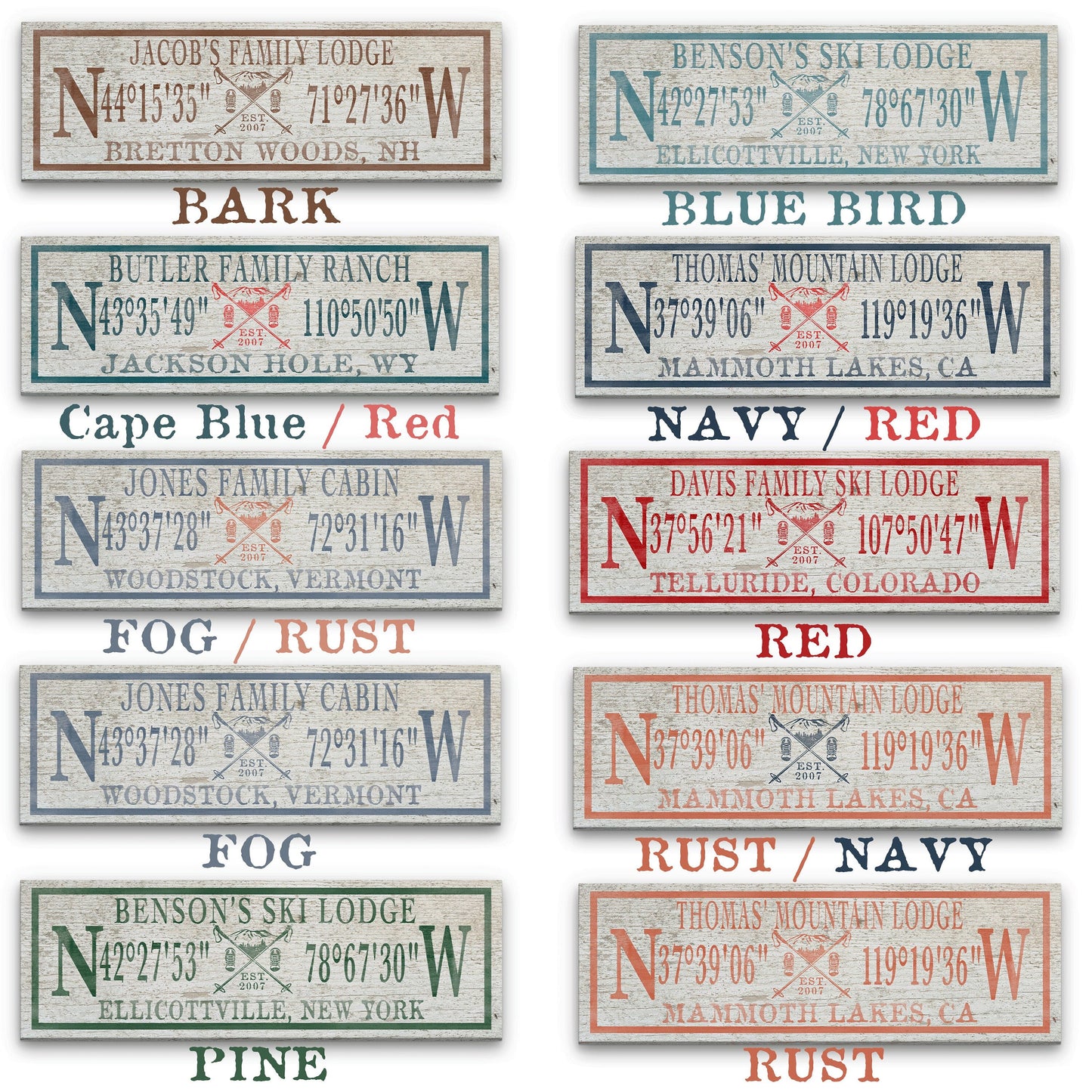 Personalized Coordinates Canvas Ski Lodge Sign - Family Name Cabin Decor
