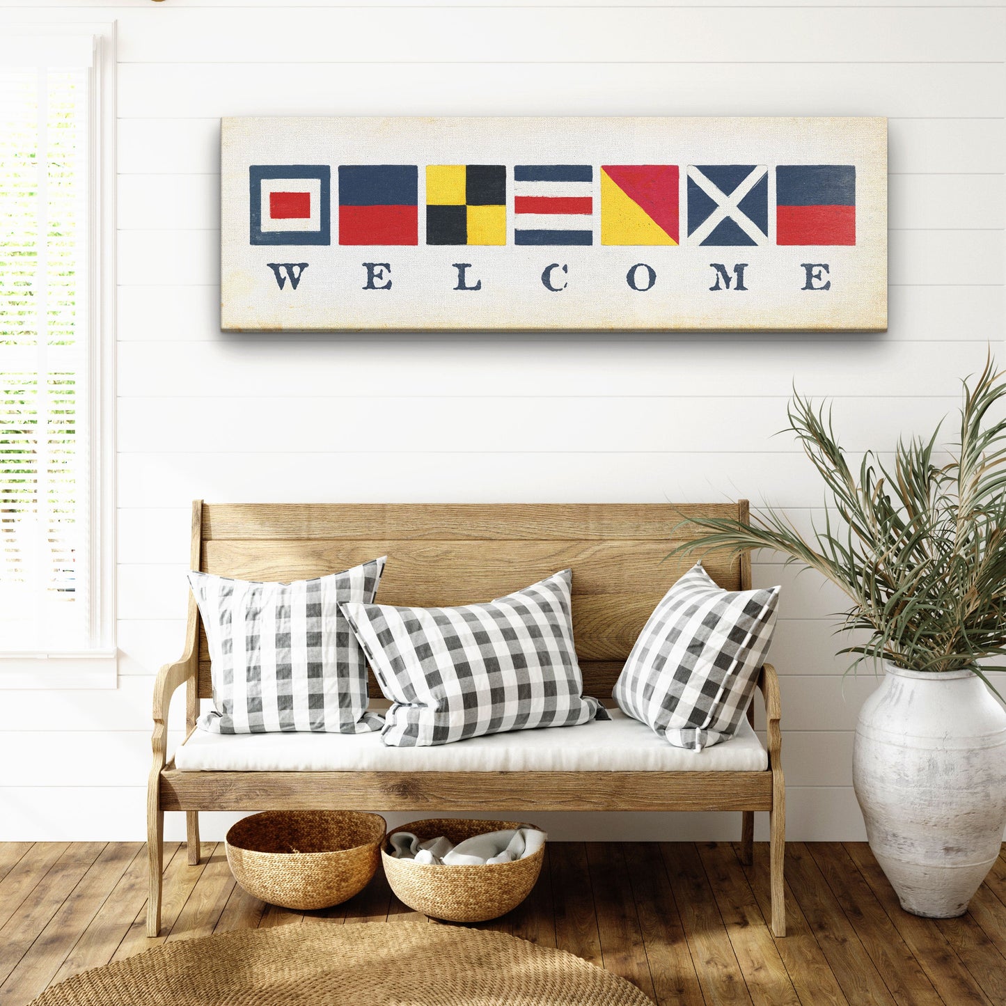 Nautical Welcome Flag Sign - Maritime Signal Flags - Coastal Wall Decor