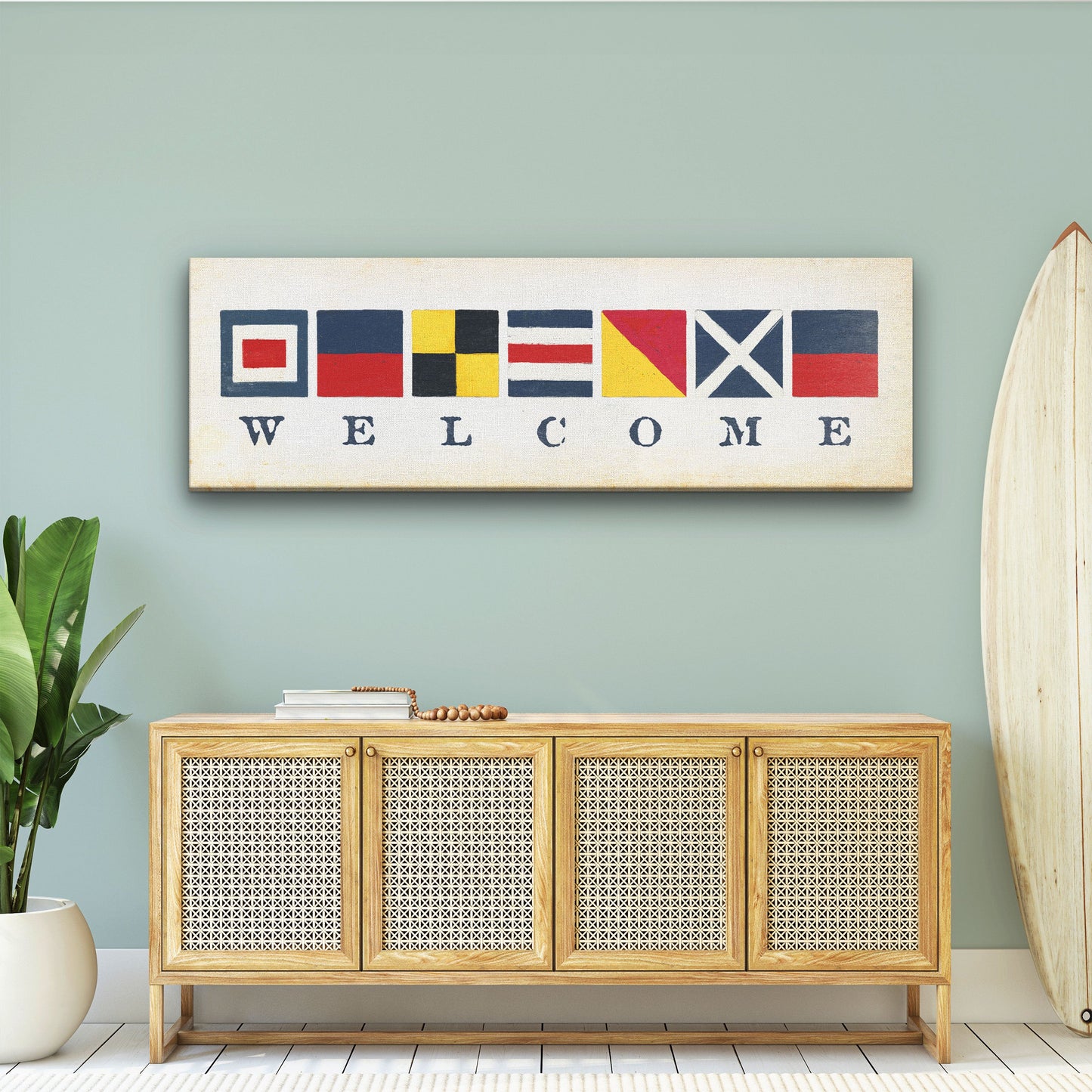 Nautical Welcome Flag Sign - Maritime Signal Flags - Coastal Wall Decor