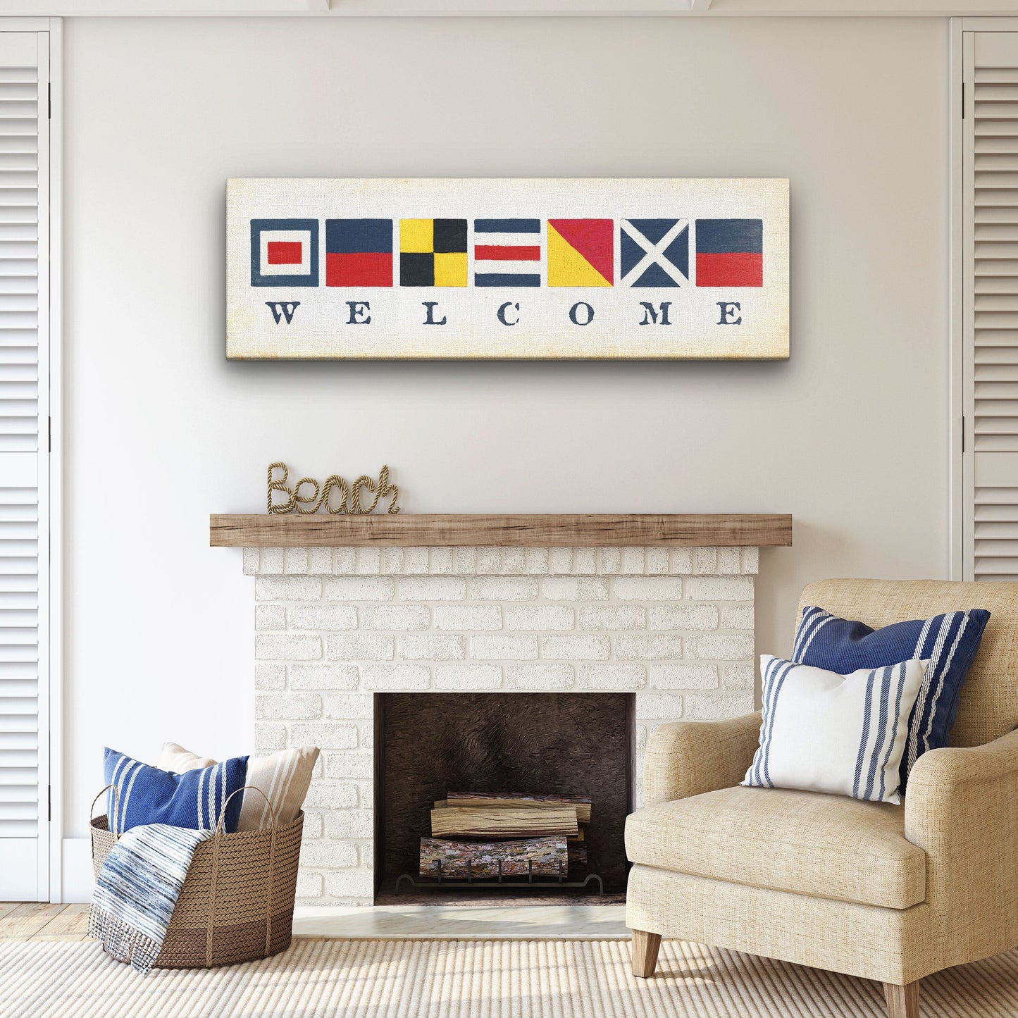 Nautical Welcome Flag Sign - Maritime Signal Flags - Coastal Wall Decor