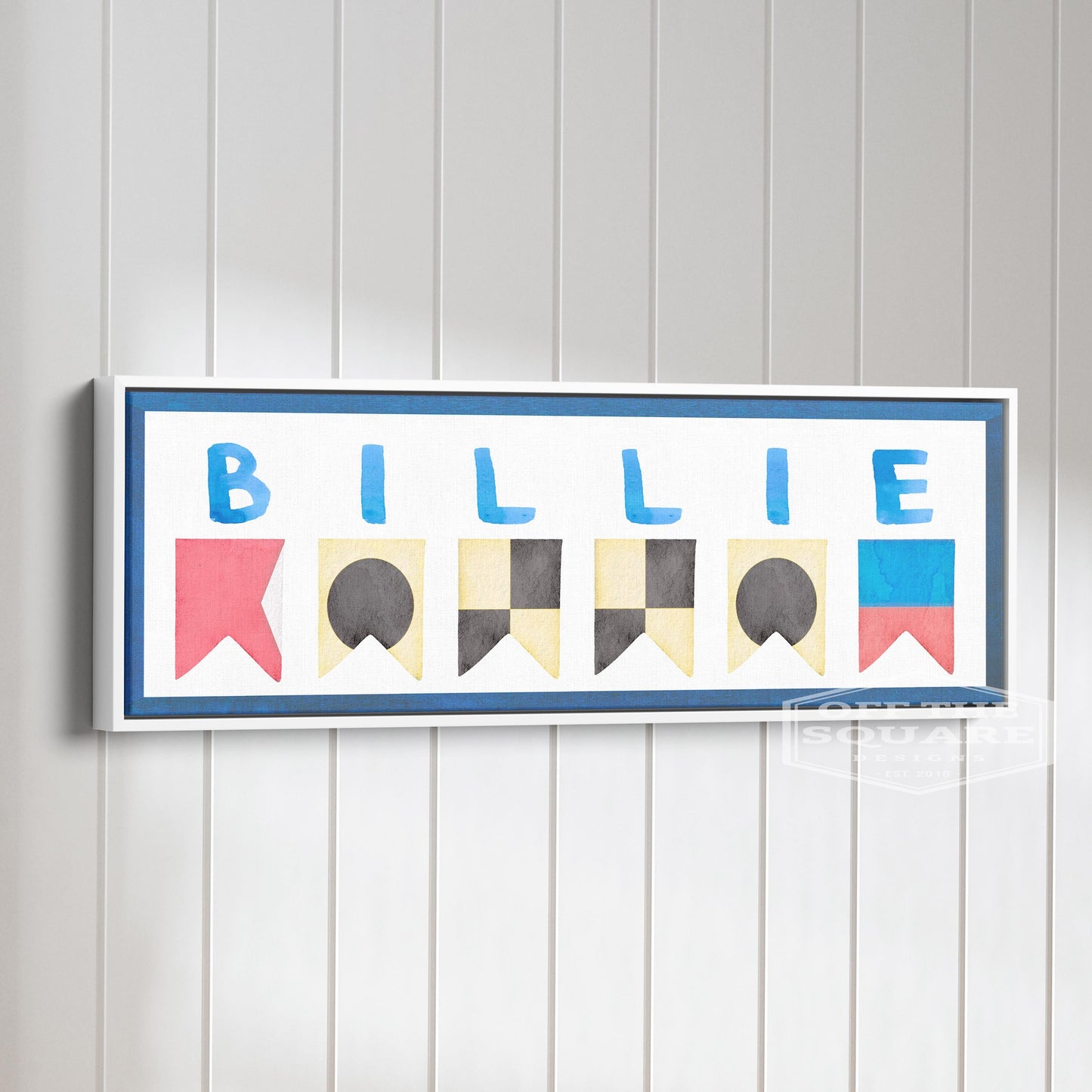 Personalized Nautical Flag Kid's Name Framed Canvas Print