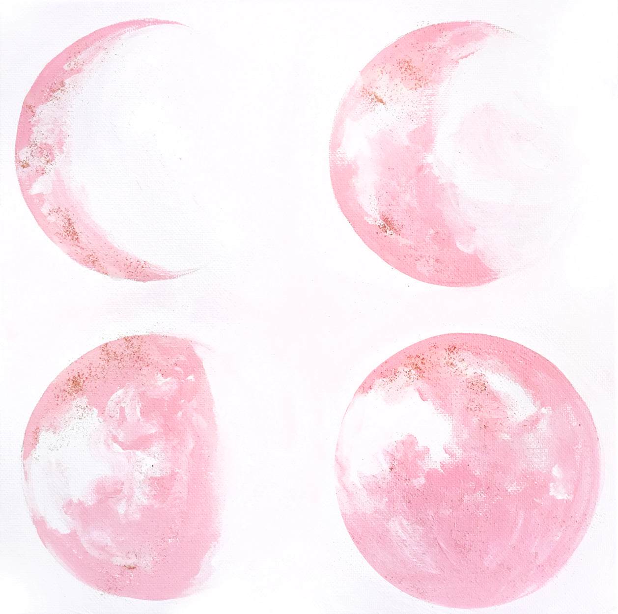 Pink Moon Phases Art Print – Calm, Dreamy Wall Decor Mai Autumn
