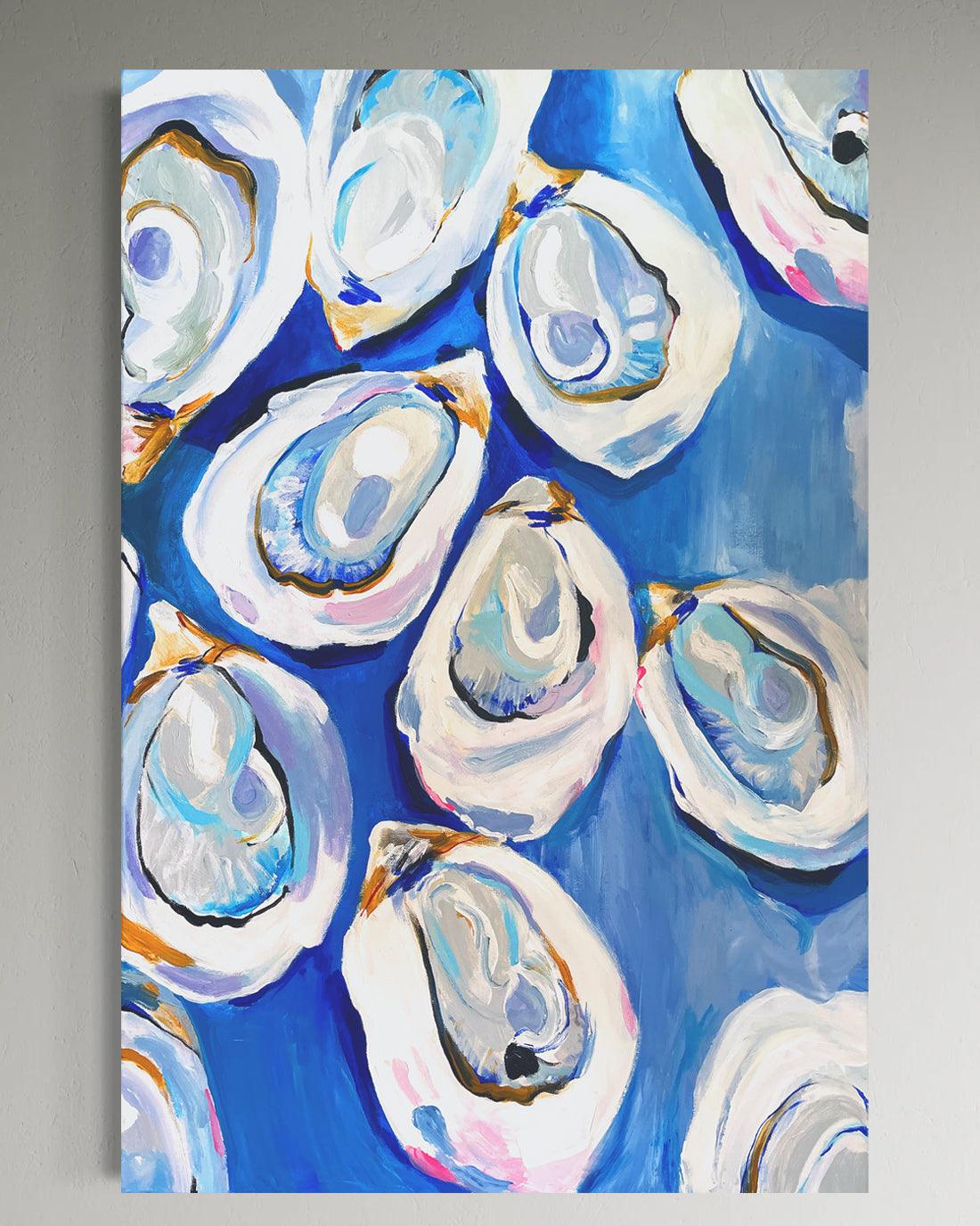 Oyster Shells original acrylic painting on 24x36 stretched canvas with archival varnish