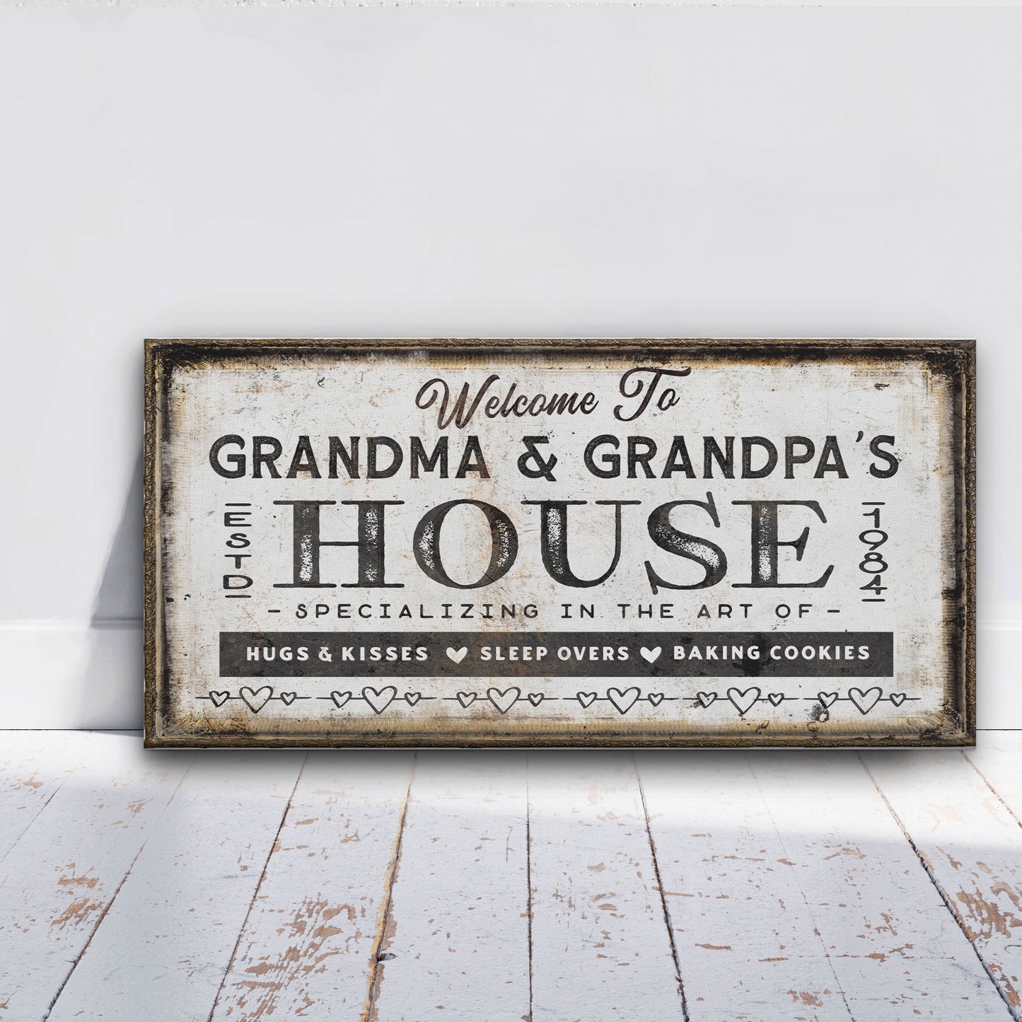 Grandma & Grandpas House Canvas Sign | Personalizable Grandparent Gift