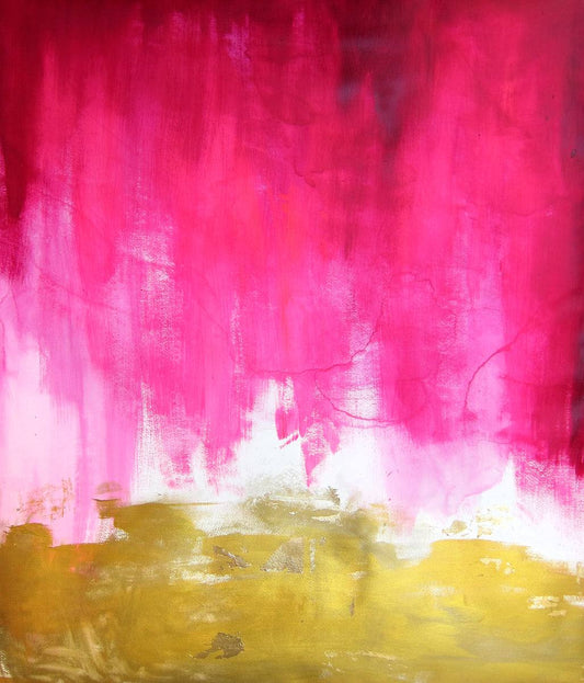 Pink and gold abstract premium art print with vibrant modern design