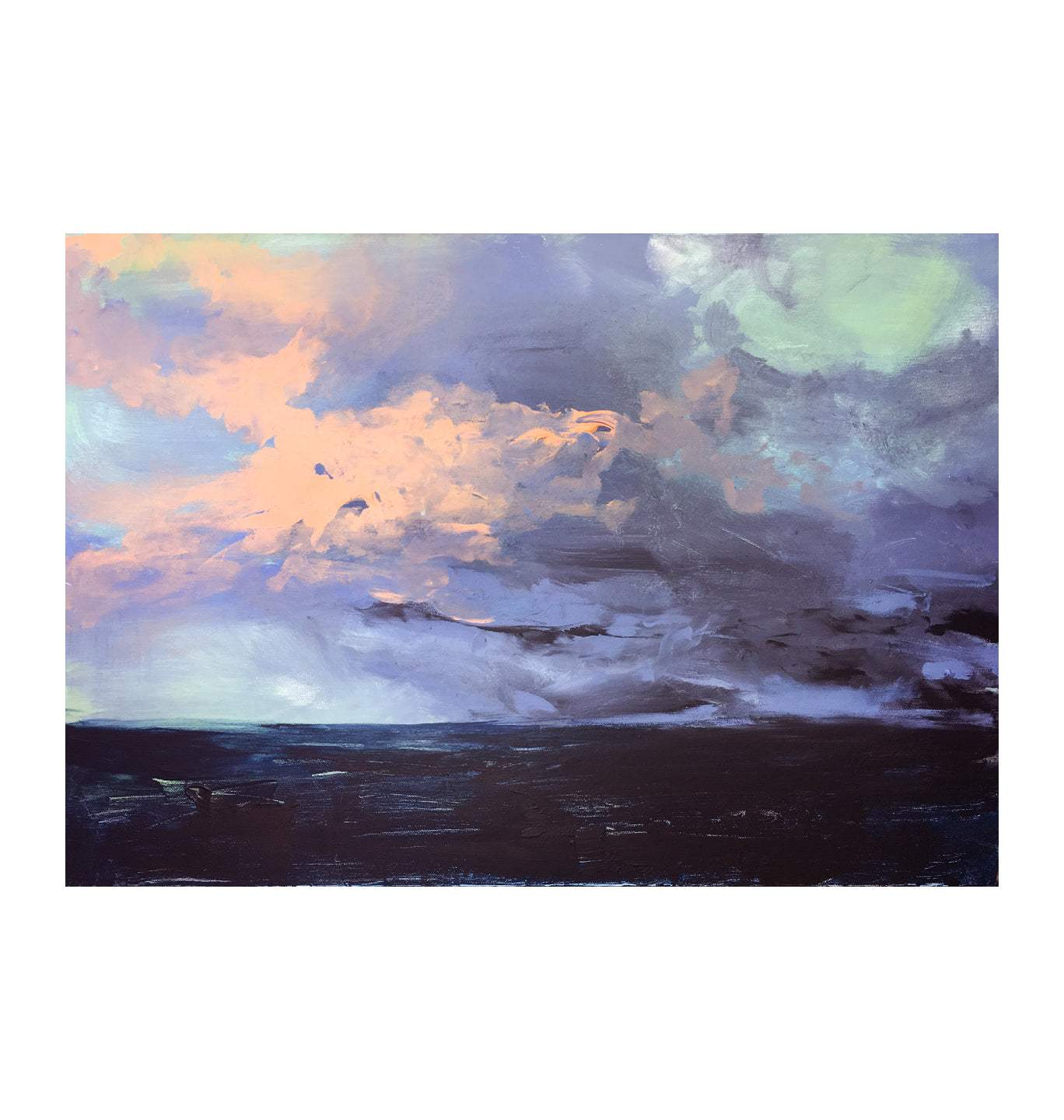 Sail Through the Storm art print depicting a resilient sailboat navigating stormy seas with vibrant archival colors
