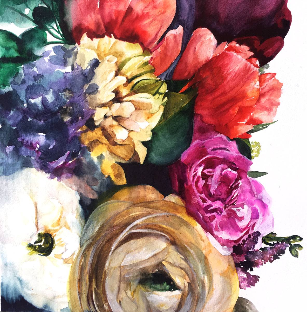 Wild Garden art print vibrant floral design on premium archival paper or cotton canvas