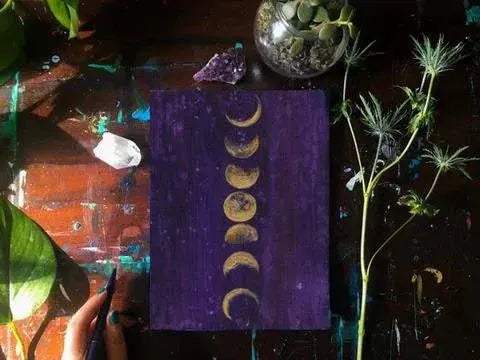Moon Phases Journal – Hand-Bound with Original Illustration Mai Autumn